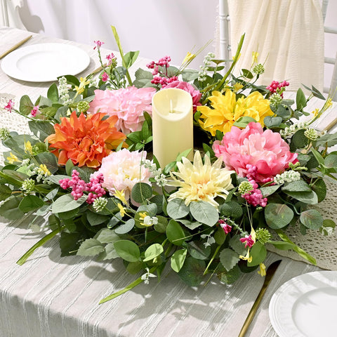 Waipfaru spring wreath with realistic-vein leaves adds authentic texture to your door decor.