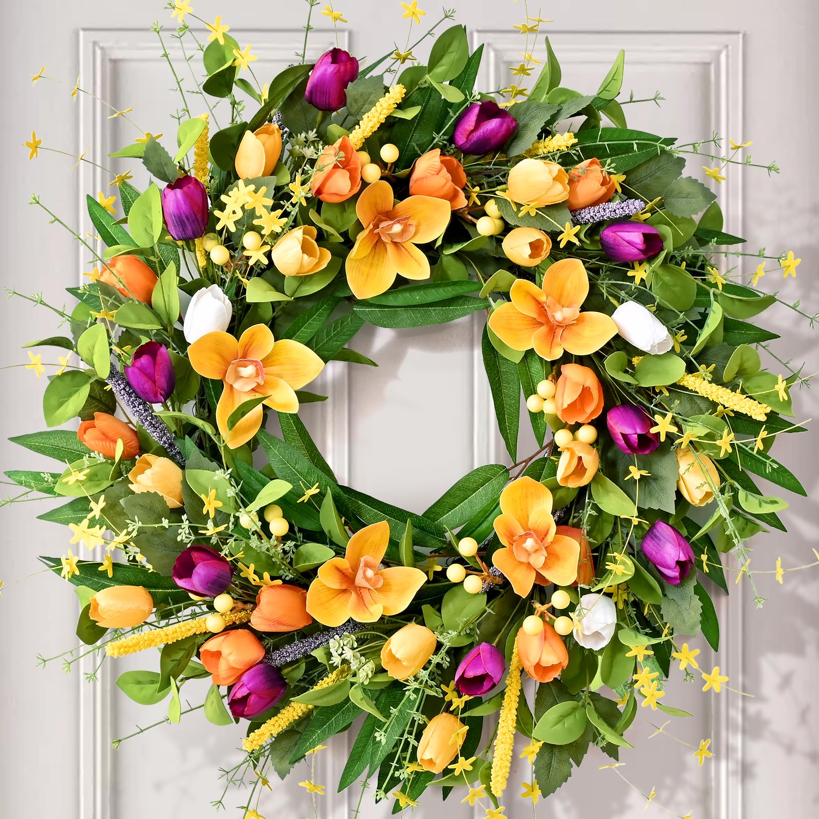 Waipfaru Spring Wreath tulips front door enhances curb appeal