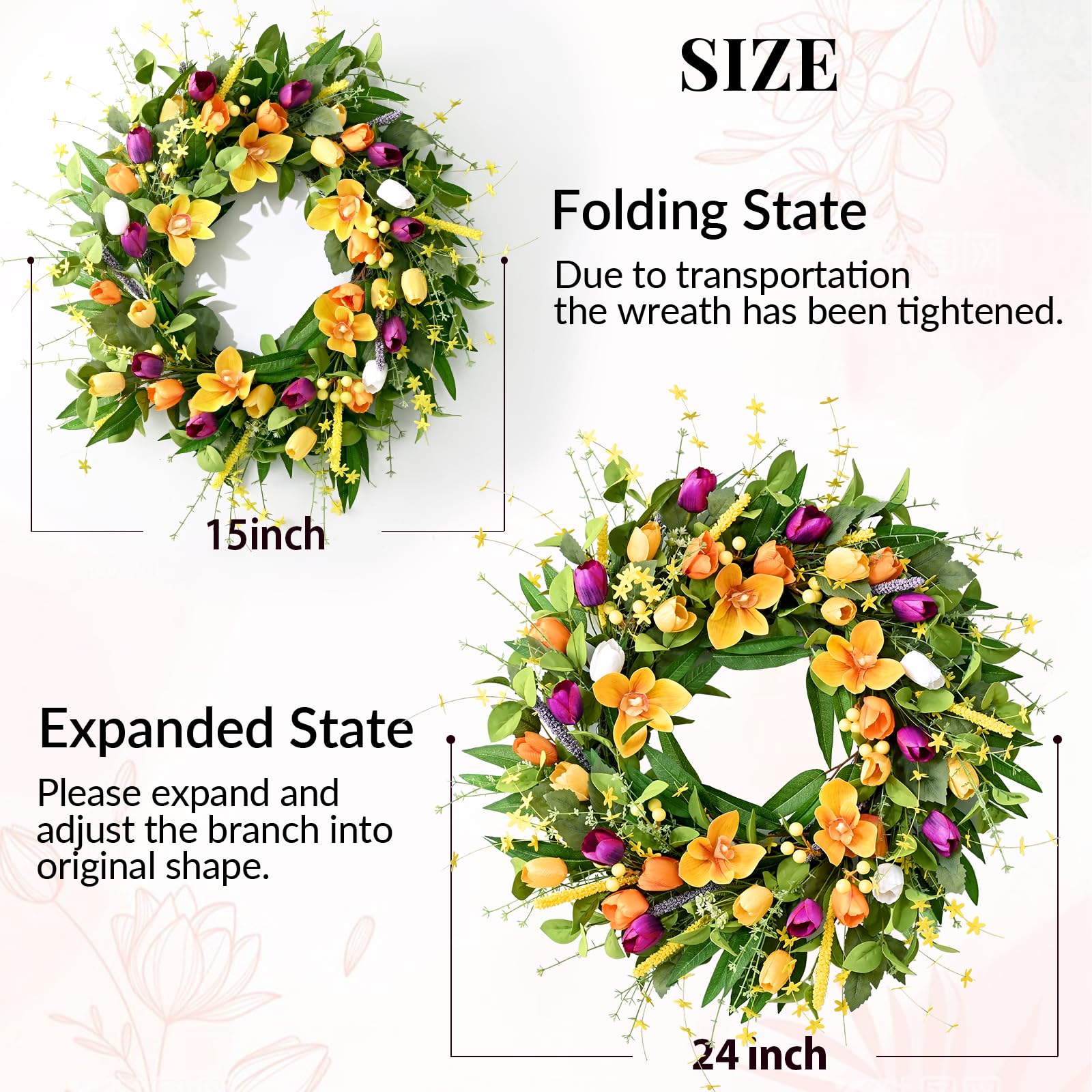 Waipfaru Spring Wreath yellow orchid accents brighten any space