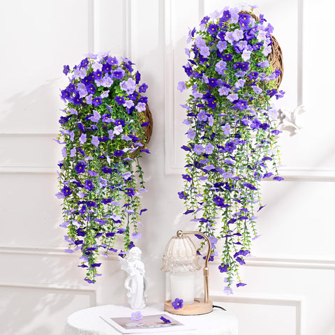 Waipfaru violet hanging flowers UV-resistant for outdoor decor.