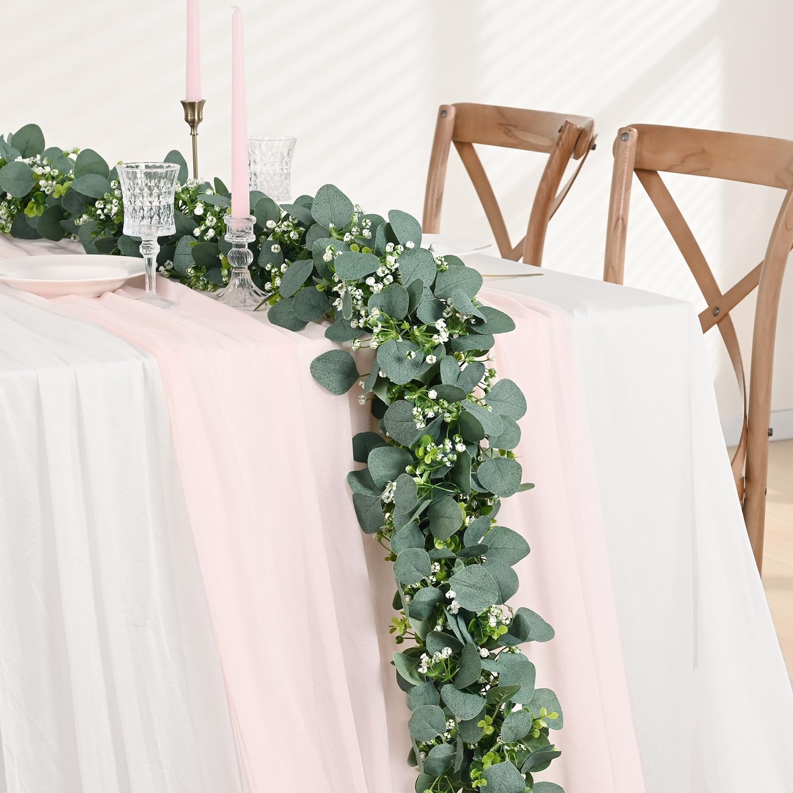 Waipfaru wedding decoration garland enhances backdrops and reception tables with subtle florals.