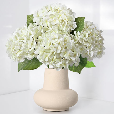 Waipfaru white hydrangea artificial flower real touch 20-inch stem for elegant decor.