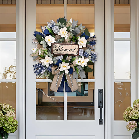 Waipfaru year-round magnolia wreath suited for any season and space.