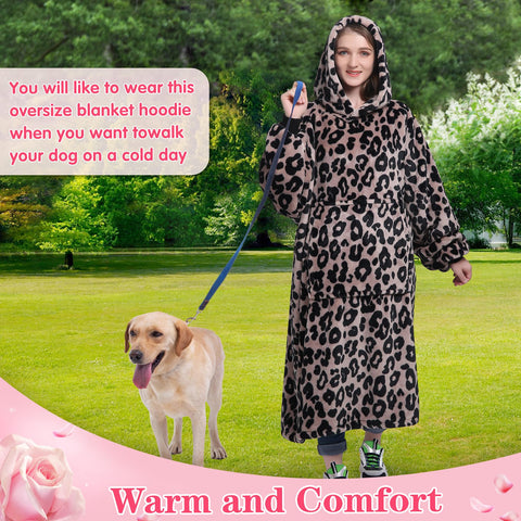 Waitu leopard blanket hoodie folded storage demonstrates compact luxury for travel.