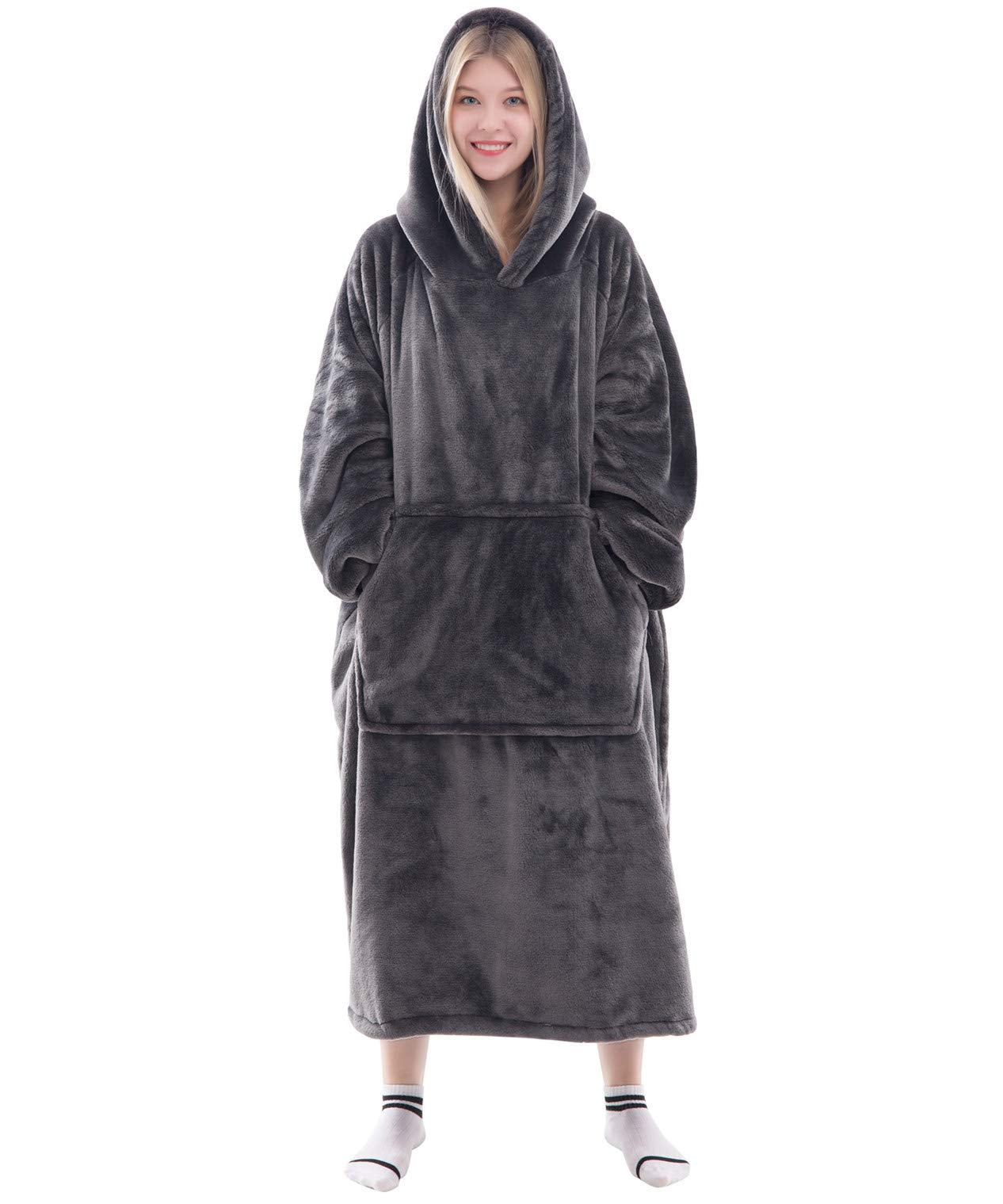 Waitu wearable blanket hoodie showing plush hood for extra warmth