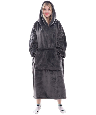 Waitu wearable blanket hoodie showing plush hood for extra warmth