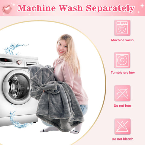 Waitu blanket hoodie is machine washable for simple care.