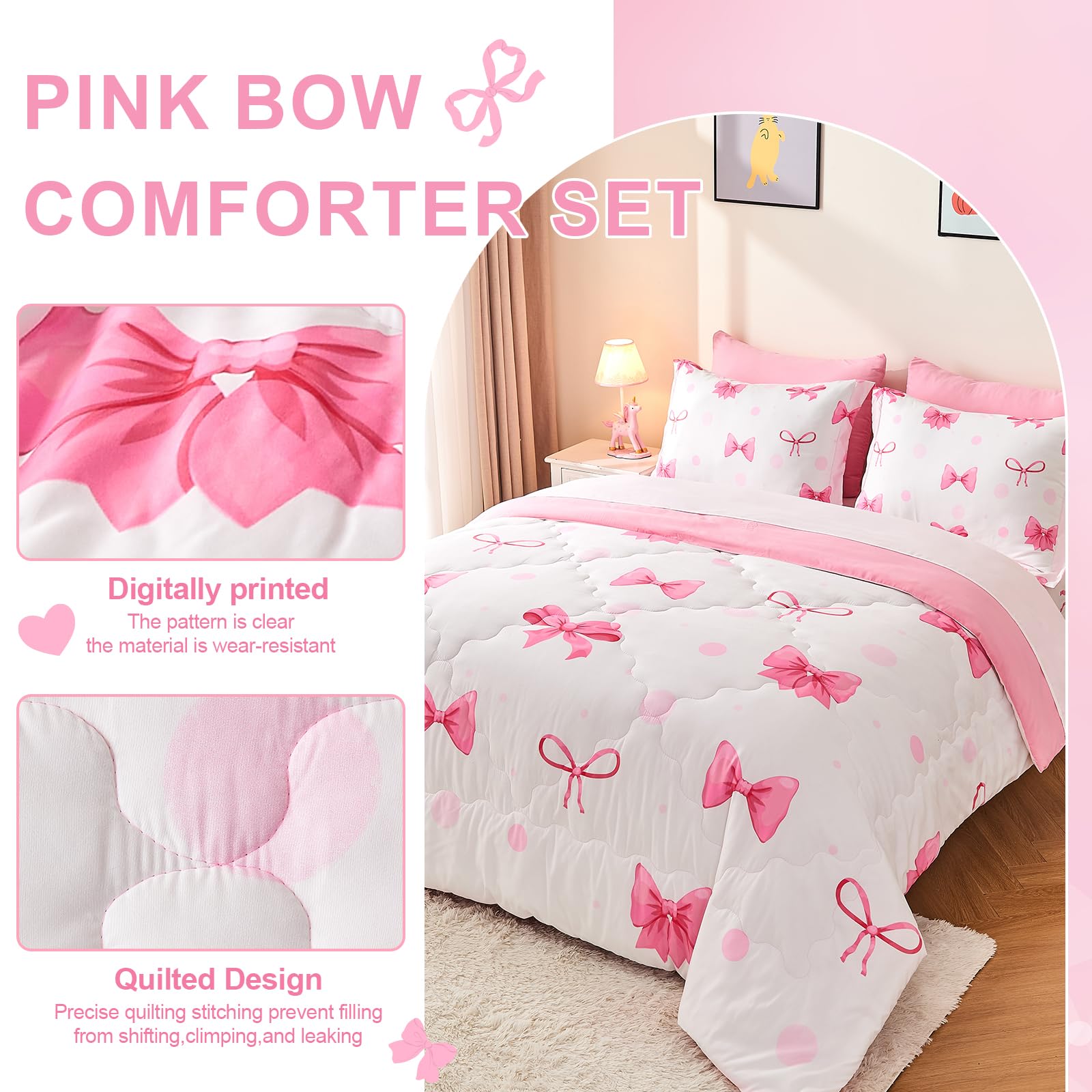Wajade pink bow flat sheet twin with cute knot print