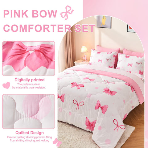 Wajade pink bow flat sheet twin with cute knot print
