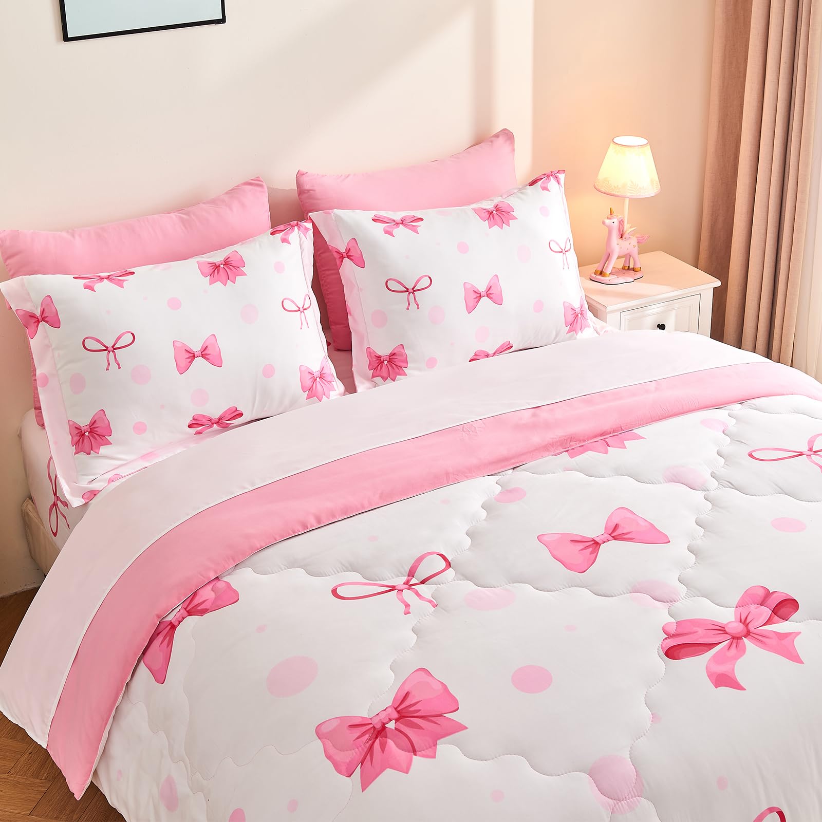 Wajade pink bow pillowcases twin coordinate with the set