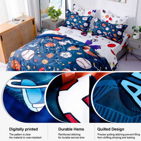 Wajade sports comforter set with 3D basketball design enhances playful room décor