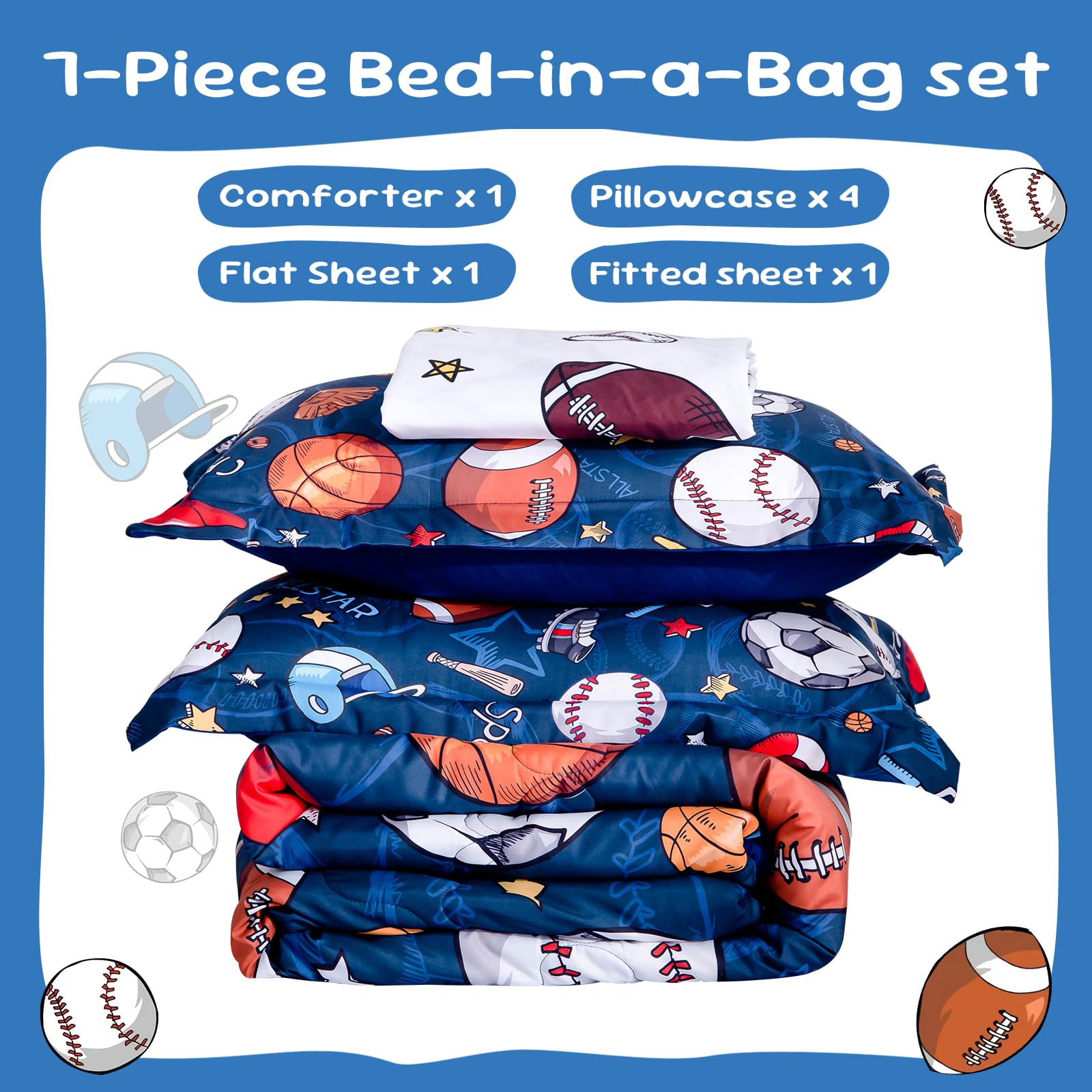 Wajade sports comforter set 3D football design adds energetic flair to bedtime