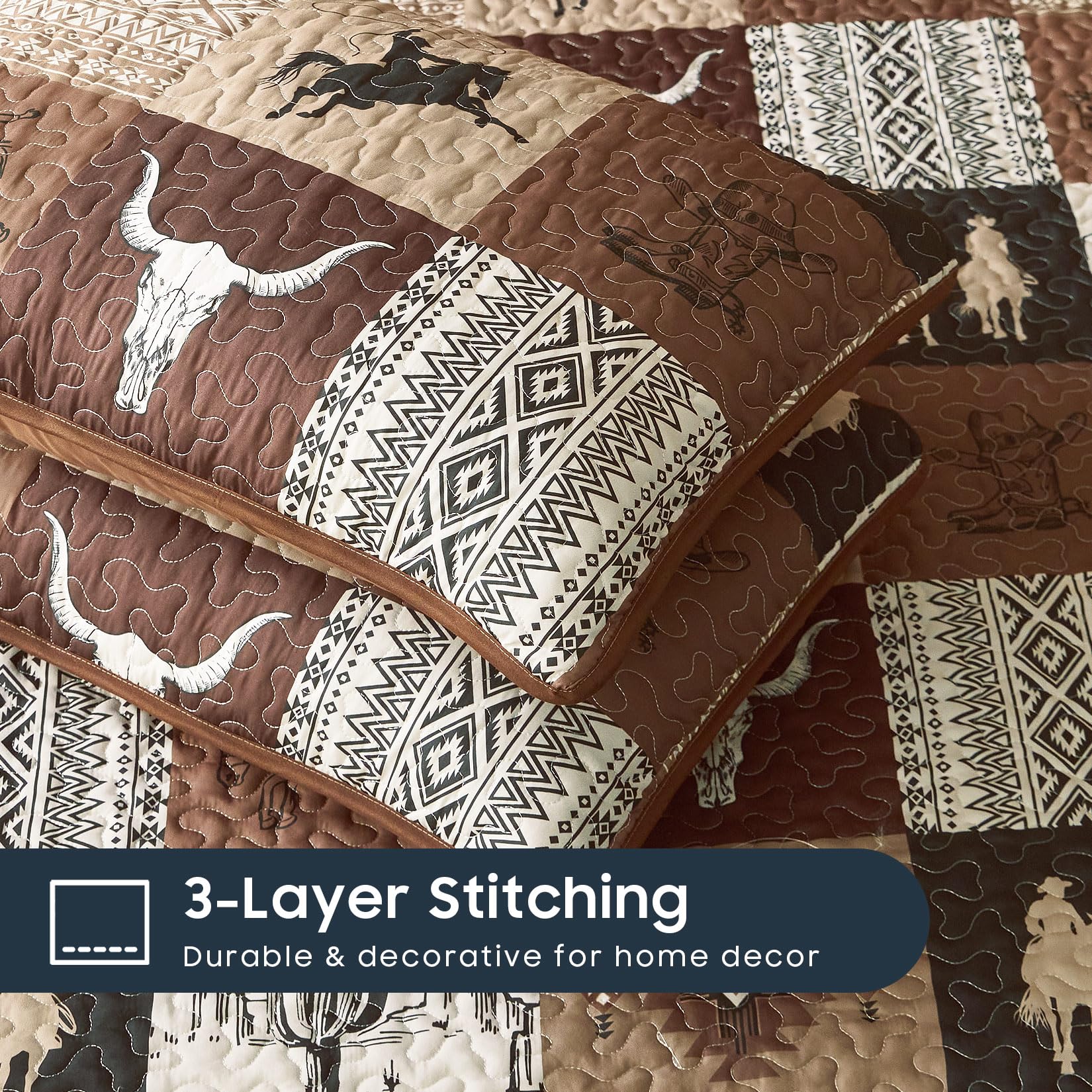 Wake In Cloud 3-layer stitching detail keeps the quilt filling secure.