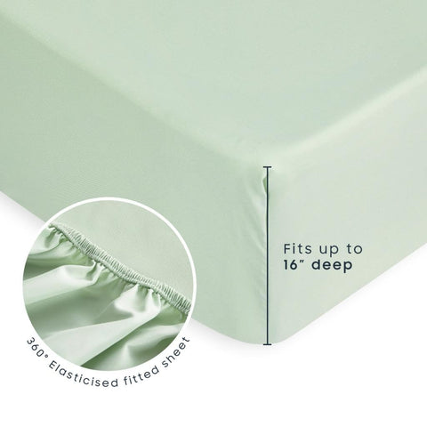 Wake In Cloud fitted sheet with elastic and 16-inch pocket on twin mattress