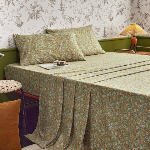 Wake In Cloud floral bedding close-up reveals vintage daisy pattern for cozy dorm decor