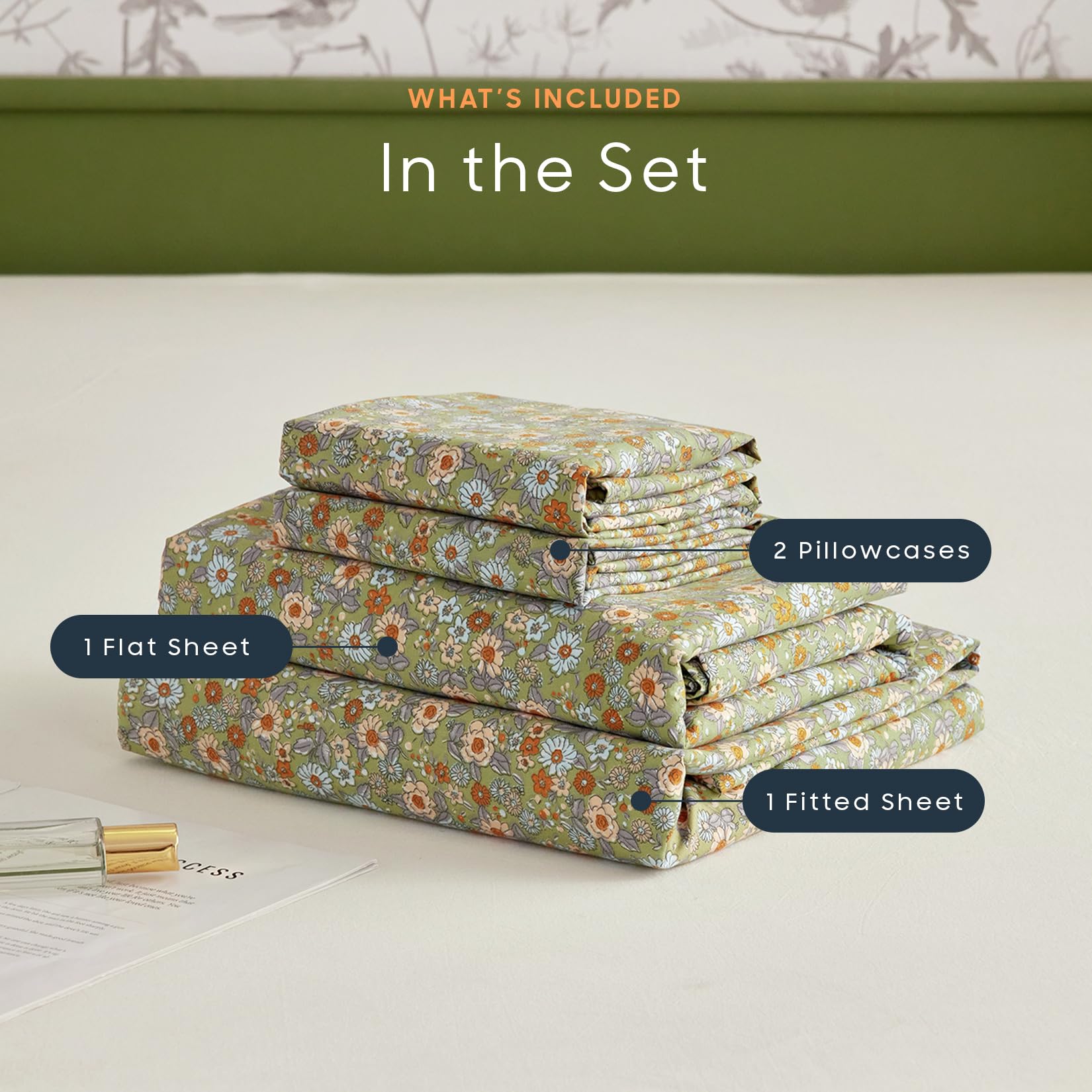 Wake In Cloud king flat sheet and pillowcases illustrate generous dimensions