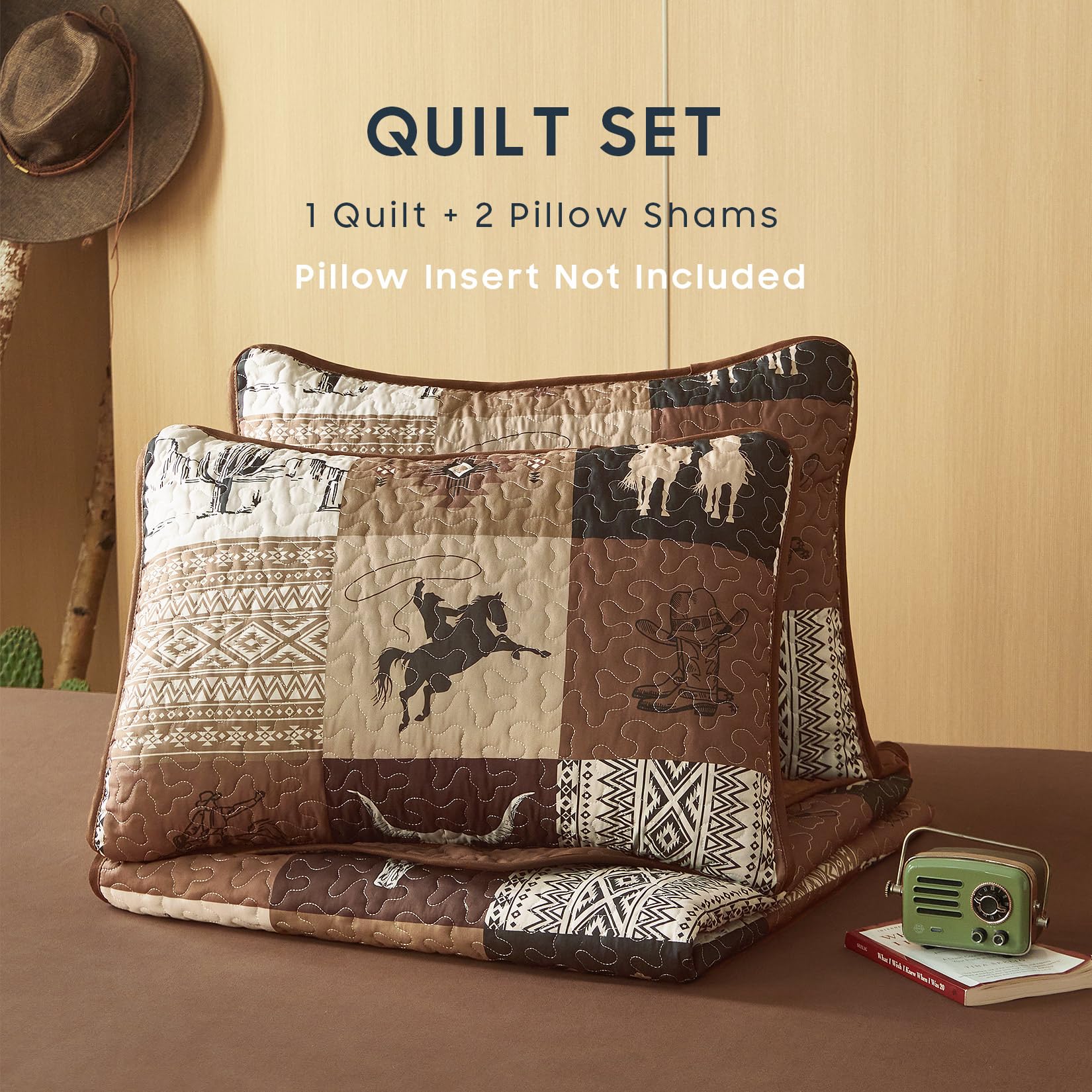 Wake In Cloud western quilt reversible design showcases dual patterns for year-round styling.