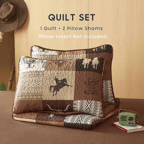 Wake In Cloud western quilt reversible design showcases dual patterns for year-round styling.