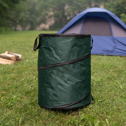 Wakeman Outdoor Trash Can ready for campsite waste or laundry use at a site.