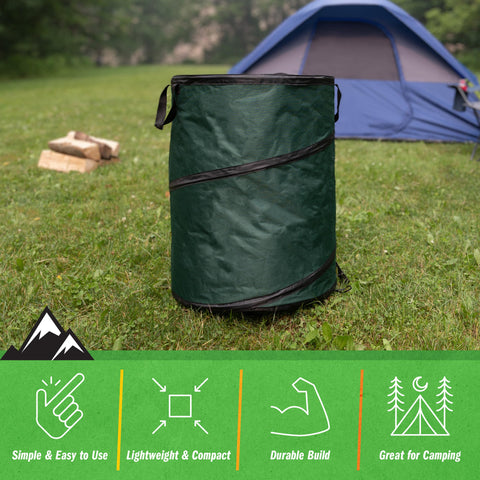 Wakeman Outdoor Trash Can folded flat for compact storage.