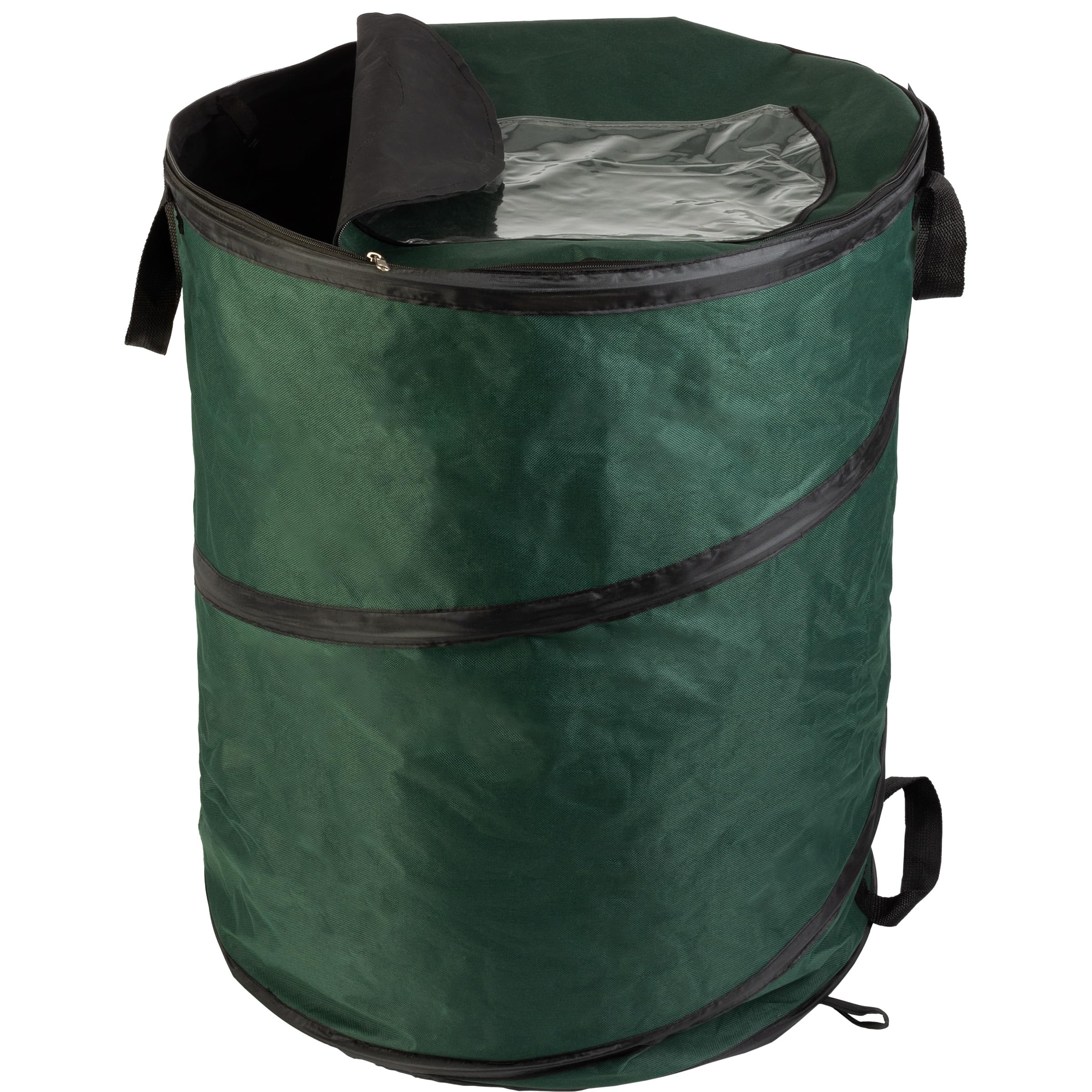 Wakeman Outdoor Trash Can pops up in the yard for tidy cleanup.