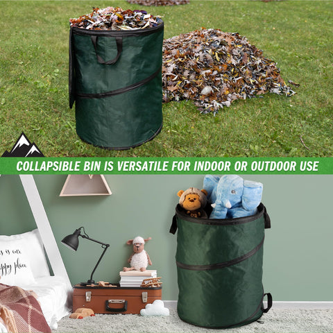 Wakeman Outdoor Trash Can with zippered lid keeping contents secure outdoors.