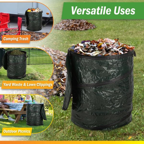 Wakeman Outdoors pop-up trash can lid in action for rapid tidy-up at events.