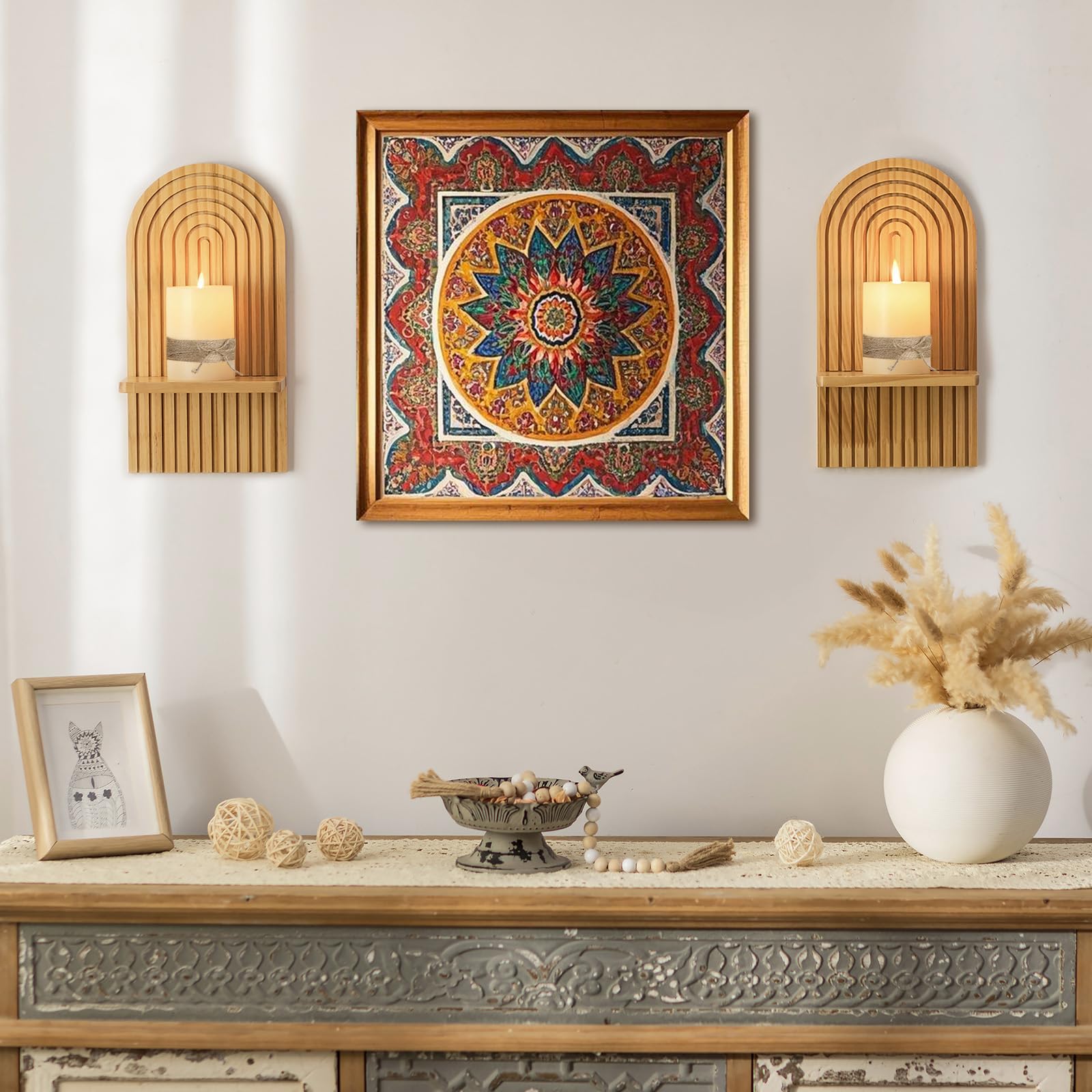 Walasis arched wall sconce natural wood for rustic-modern ambiance