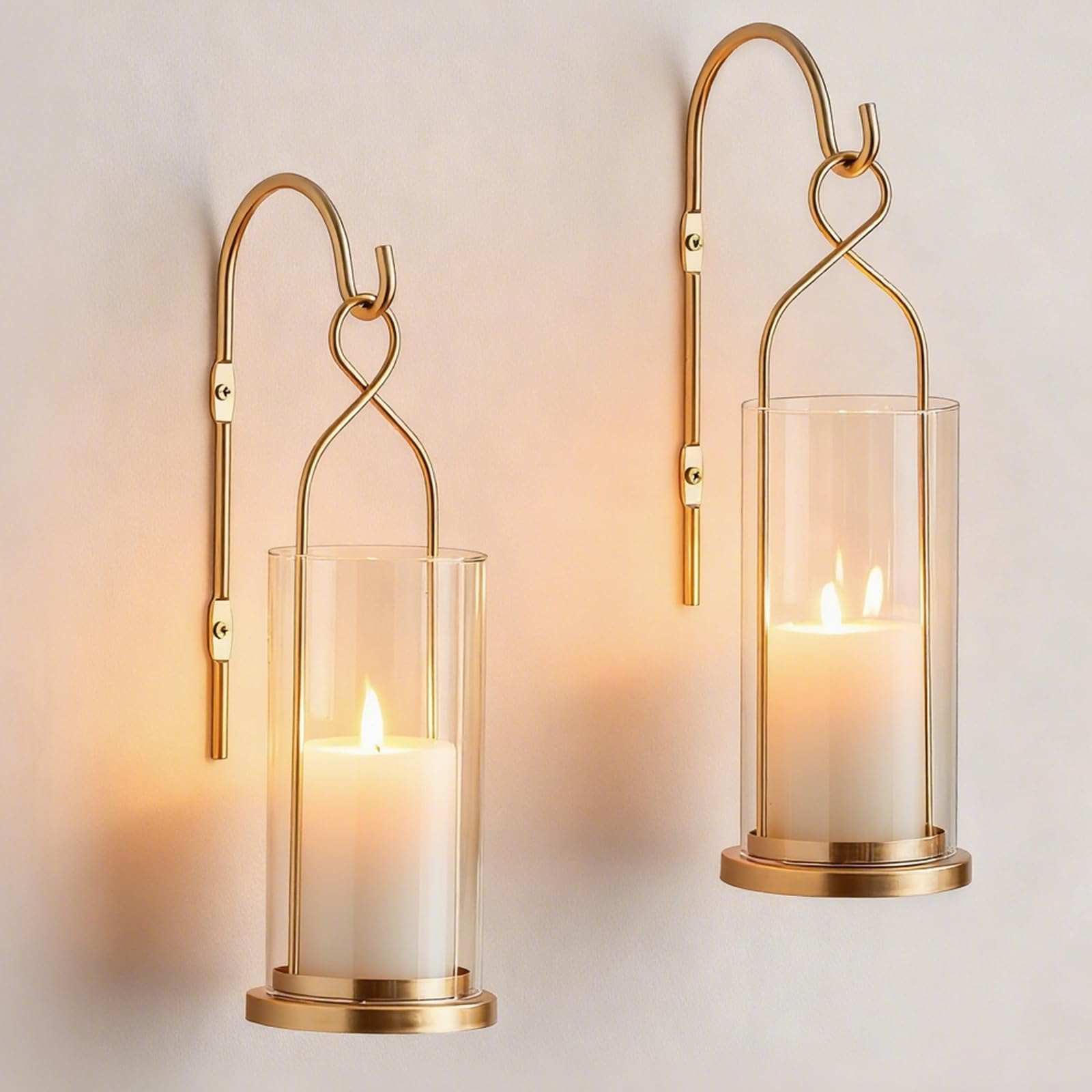 Walasis gold candle sconces wall decor set of two for warm ambience