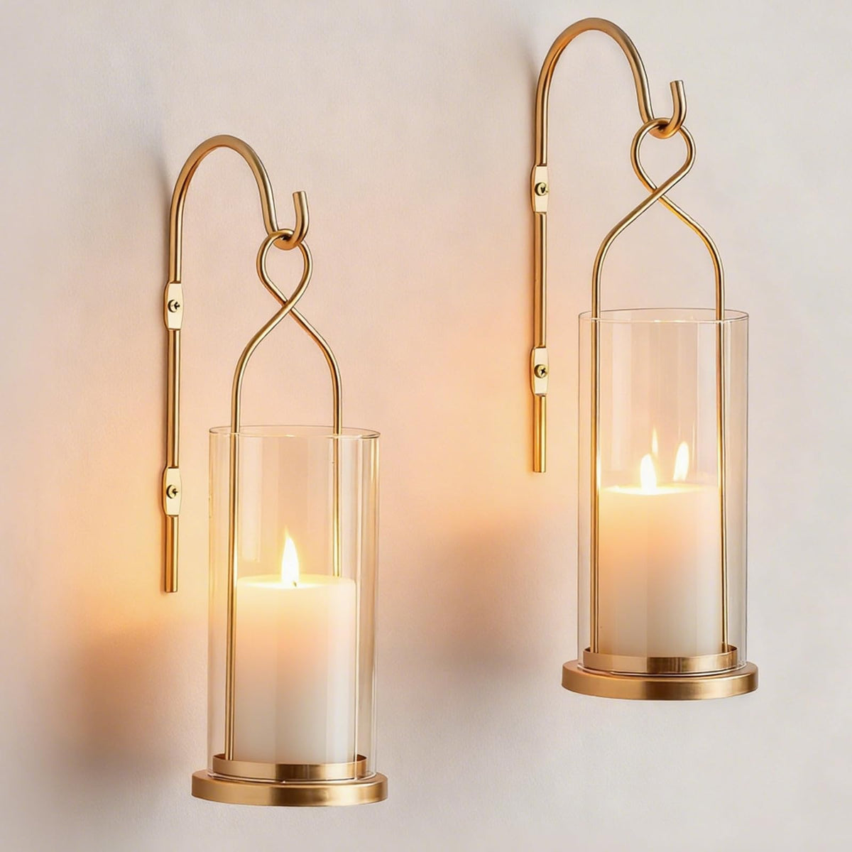 Walasis gold candle sconces wall decor set of two for warm ambience