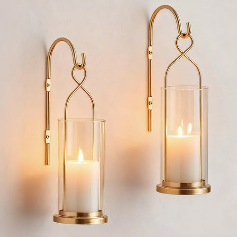 Walasis gold candle sconces wall decor set of two for warm ambience