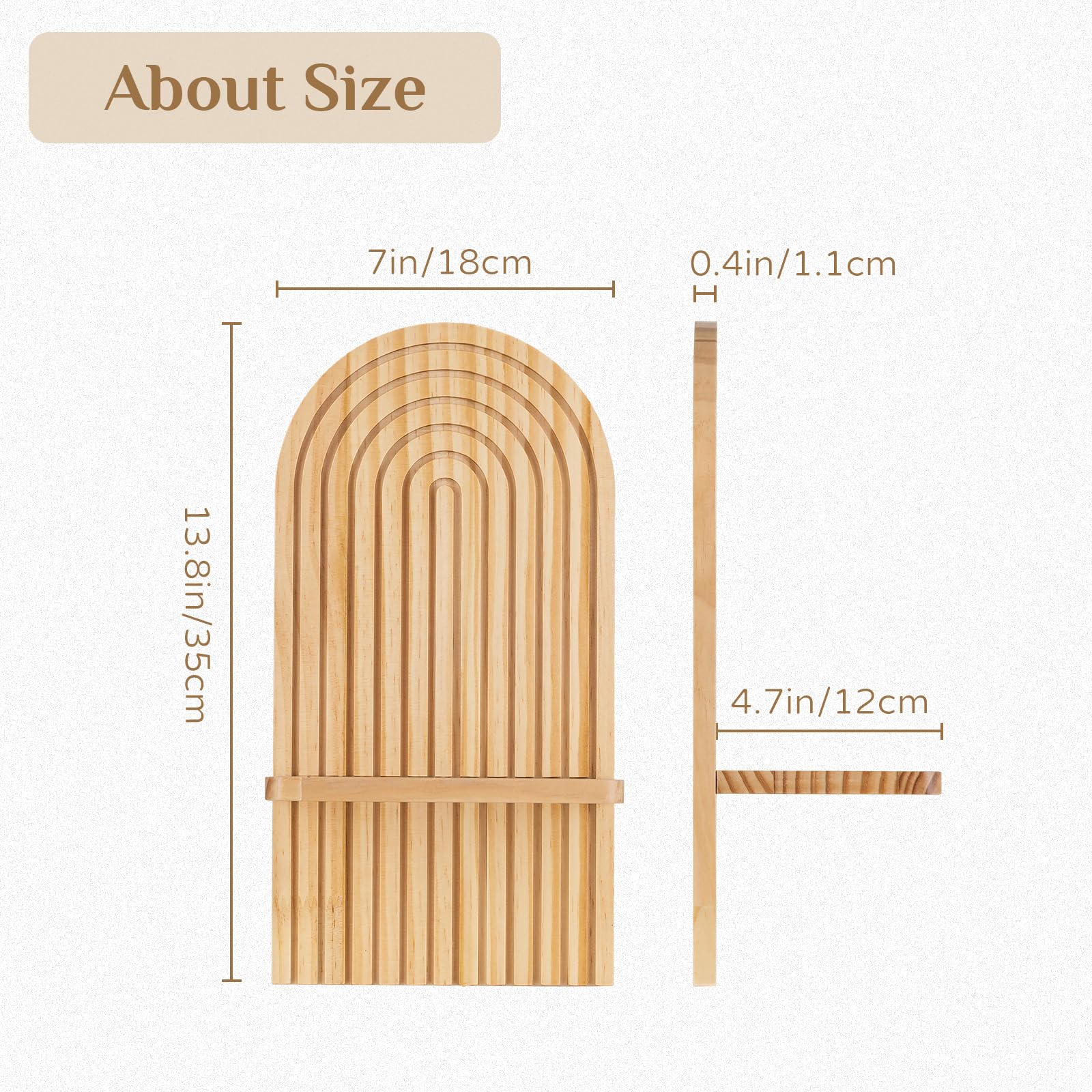 Walasis solid wood arch wall candle holder measures 13.8 inches