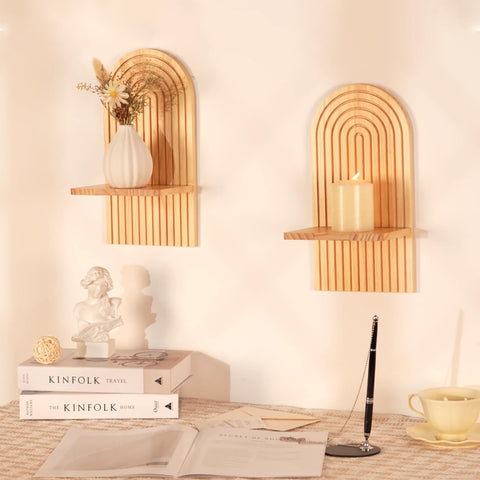 Walasis wooden wall sconce doubles as plant display