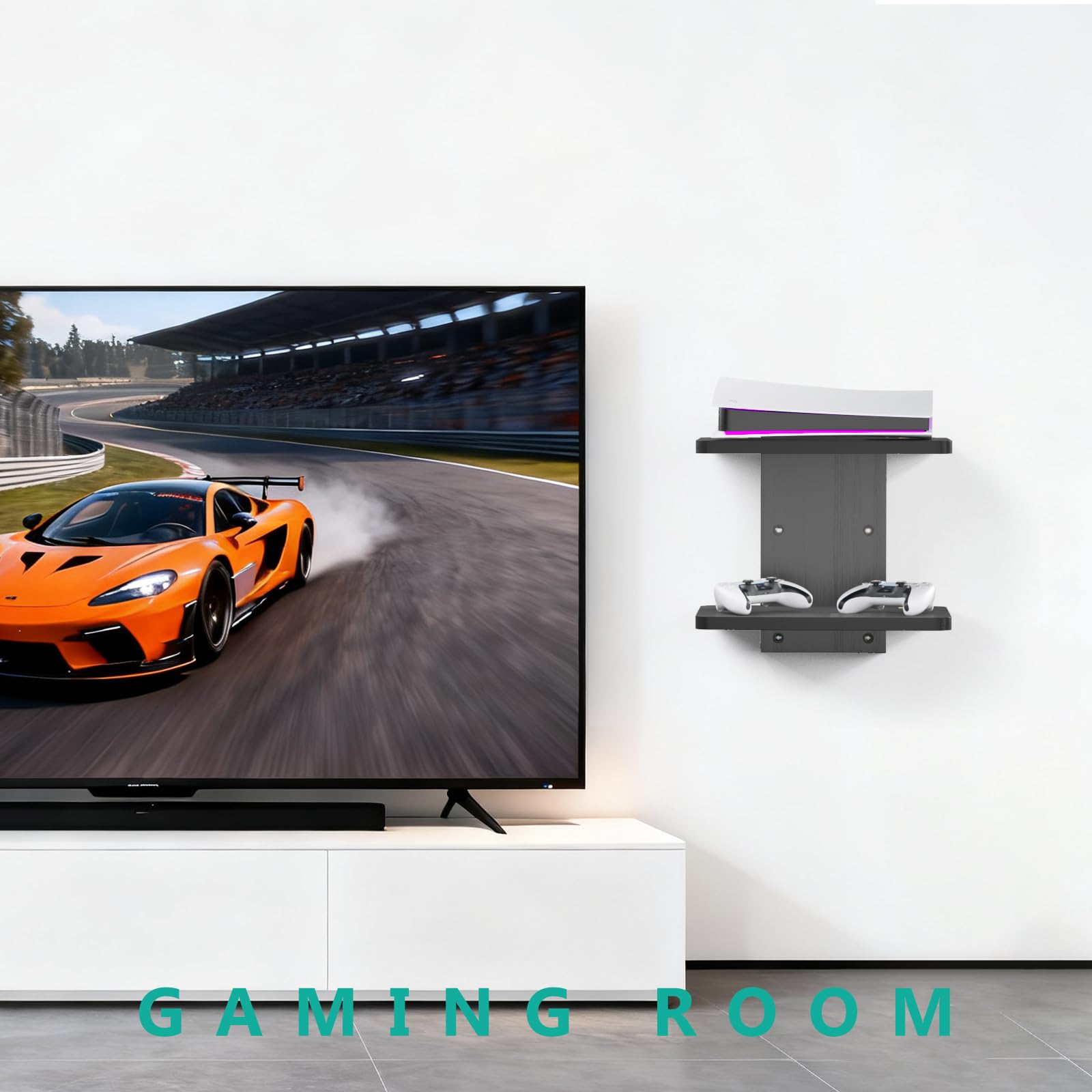 WALI CS202NB DVD player resting on shelf for easy access.