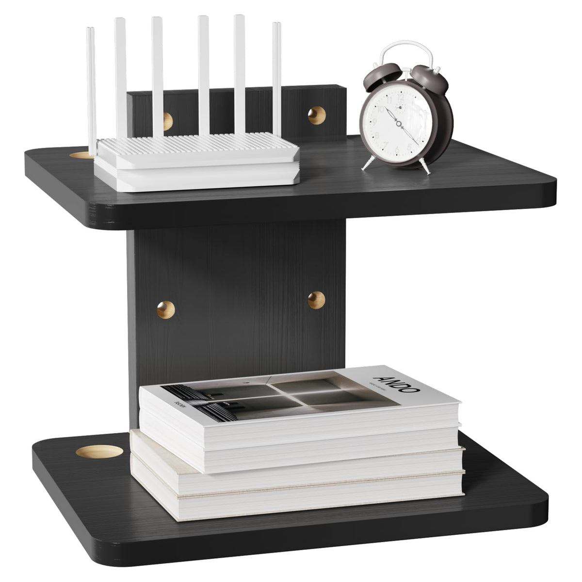 WALI CS202NB front view shelf supports media devices up to 22 pounds.