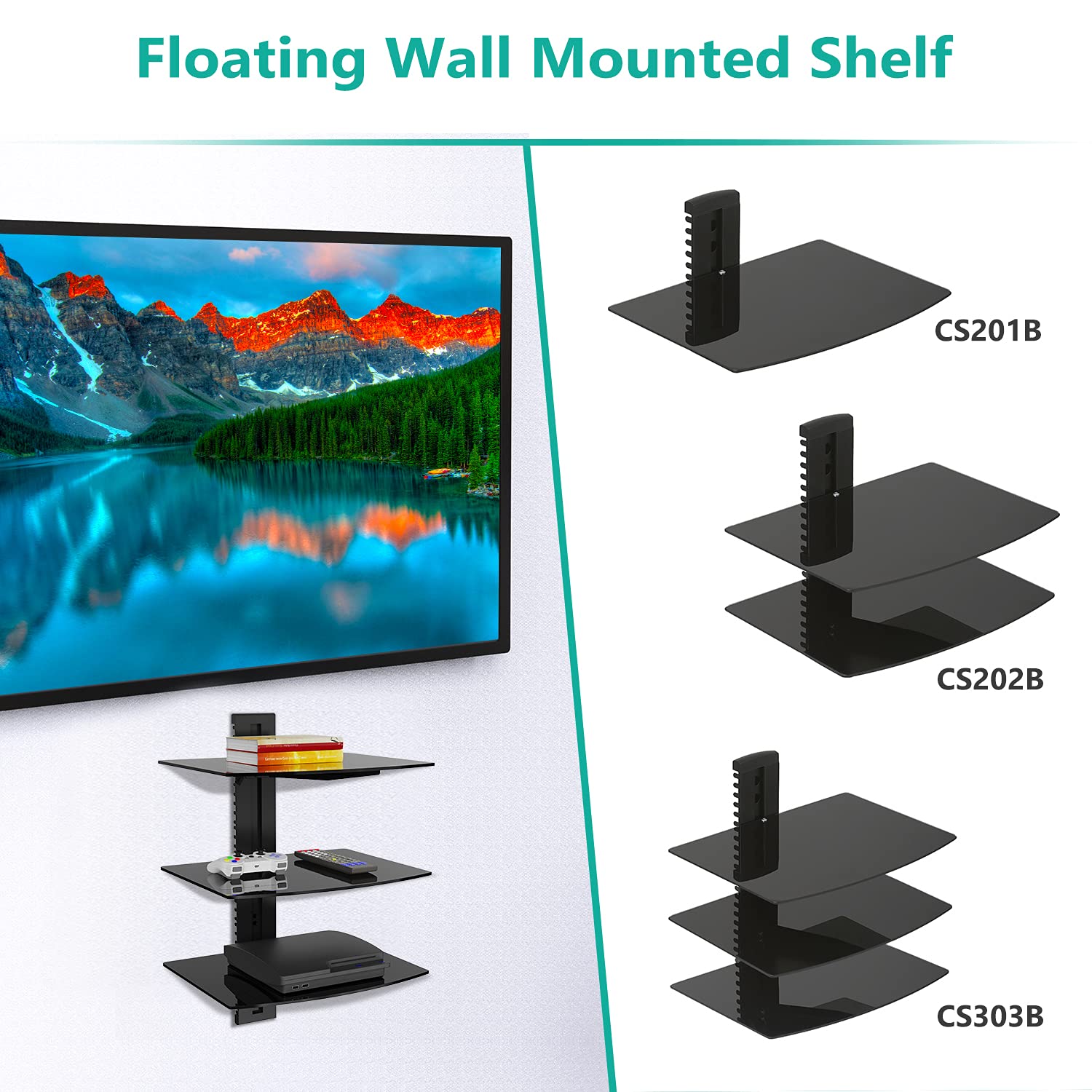 WALI three-shelf system includes mounting hardware and manual for easy installation.