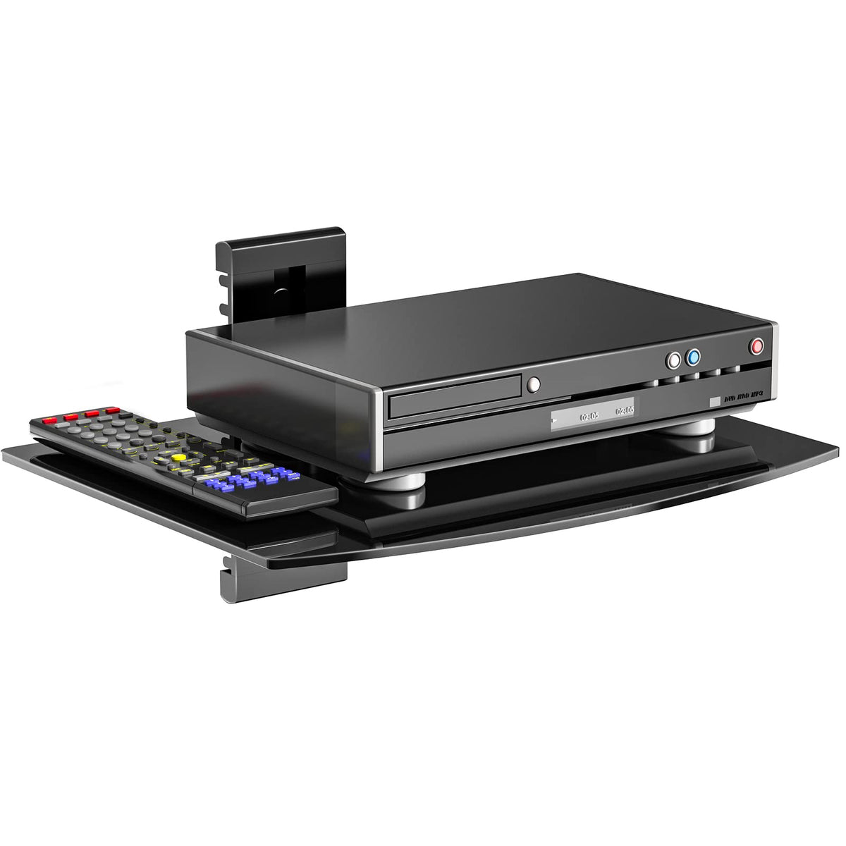 WALI floating shelf with glass panel offers a clean, spacious media area.