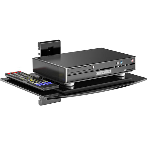 WALI floating shelf with glass panel offers a clean, spacious media area.
