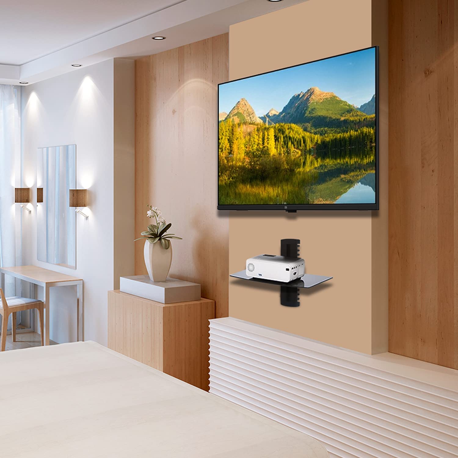 WALI shelf holds routers and game consoles with stable weight support.
