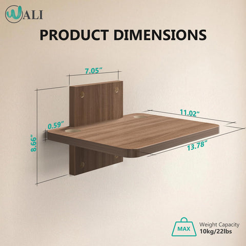 Living room setup featuring the WALI walnut shelf with elegant decor.