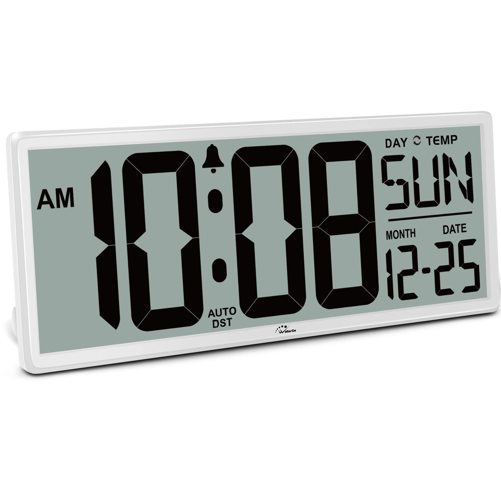 WallarGe 14.5-inch digital clock front view for easy reading from across the room