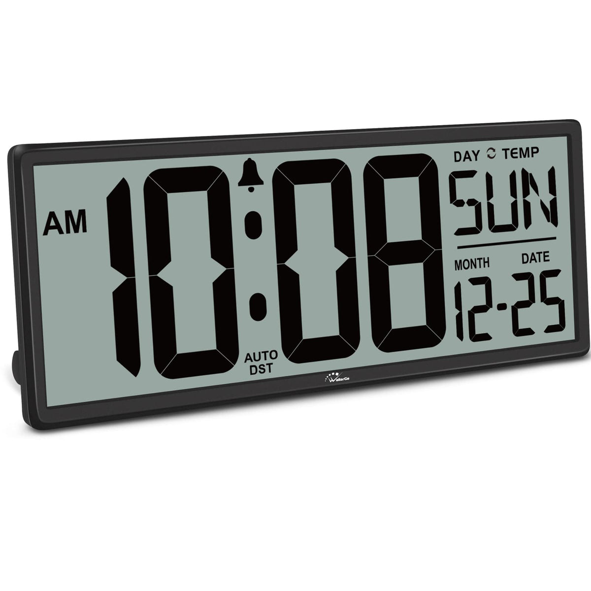 WallarGe 14.5-inch clock front view with jumbo digits for quick time-checks.