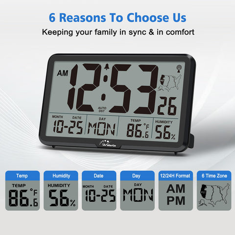 WallarGe Clock with auto DST and six time zones for accurate regional time.