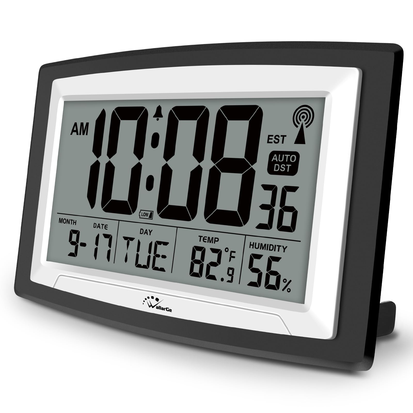WallarGe Atomic Clock auto-set radio sync; precise time with no manual adjustment.