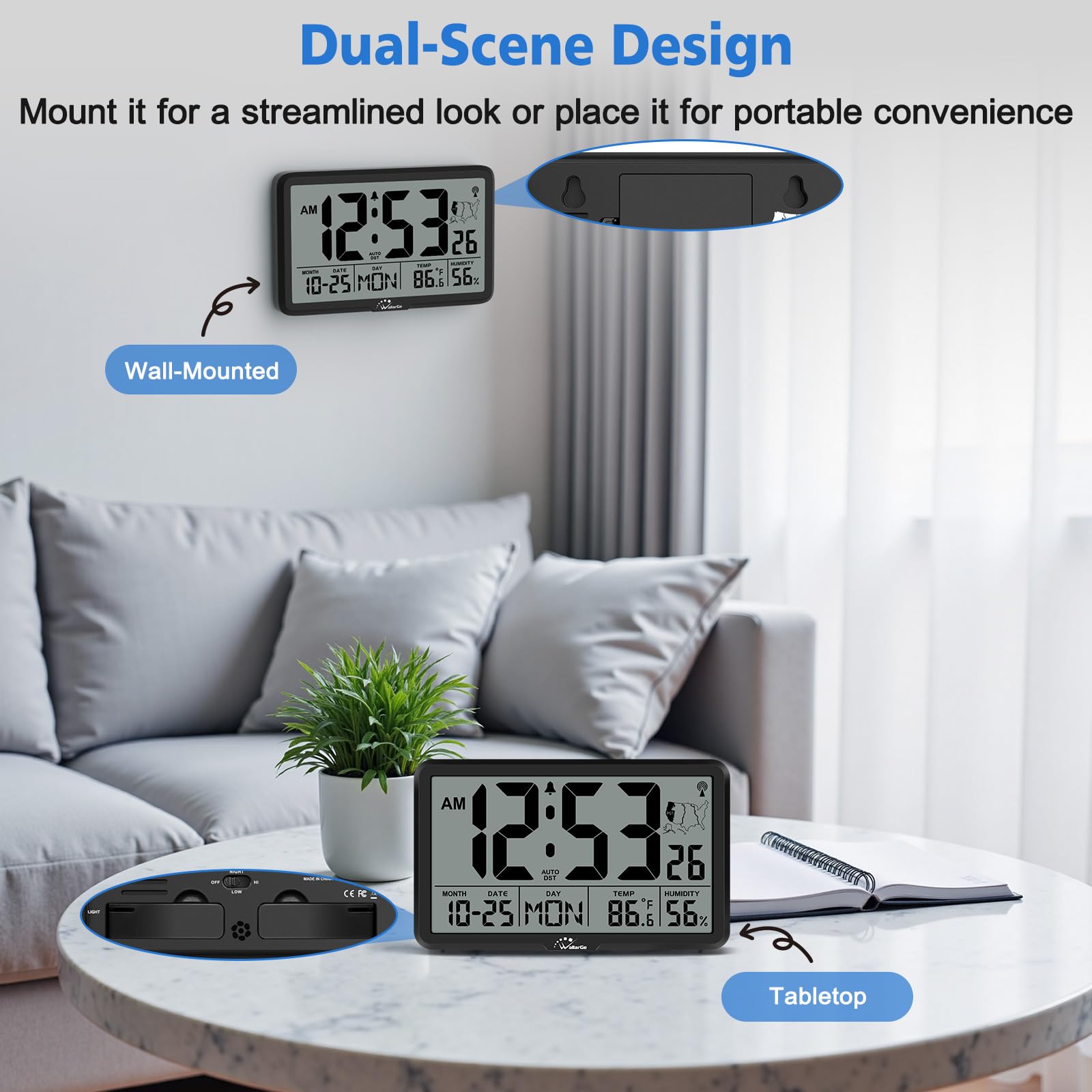 WallarGe Clock suitable for desk or wall mounting in classroom or living space.