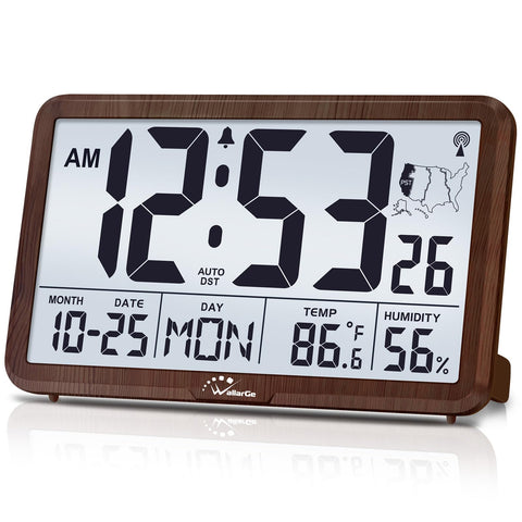 WallarGe Atomic Clock front view with a large display for easy visibility.
