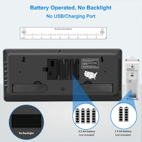 WallarGe atomic clock low battery indicator helps you replace power before time is affected.