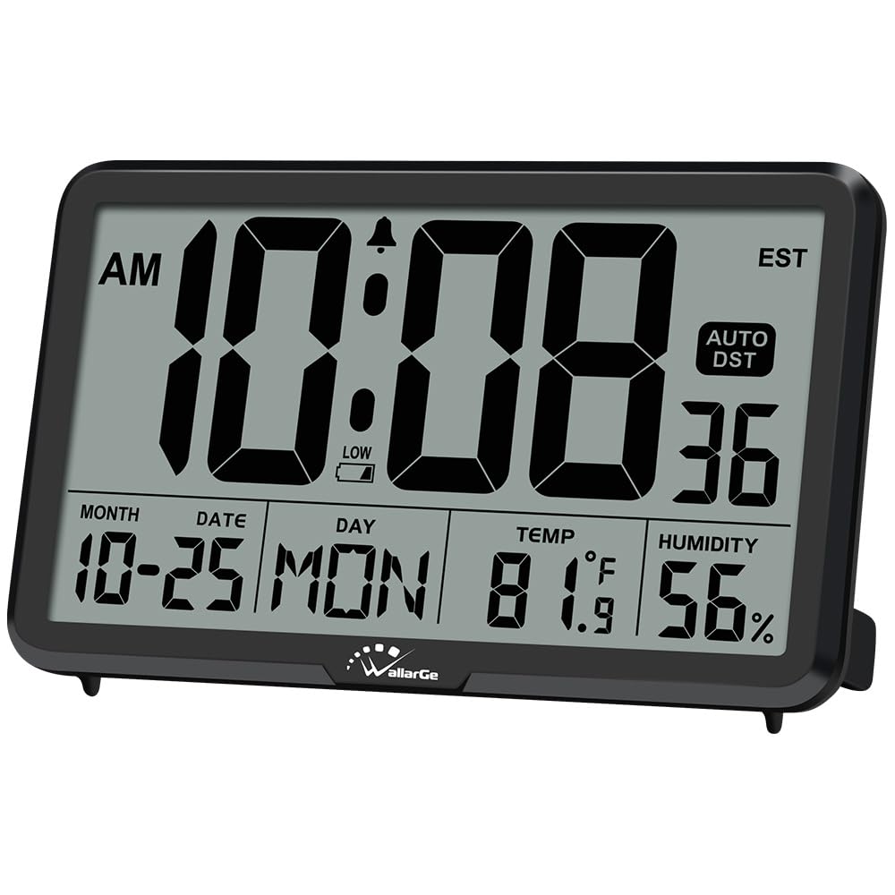 WallarGe Auto Set digital clock with large display for easy bedside reading