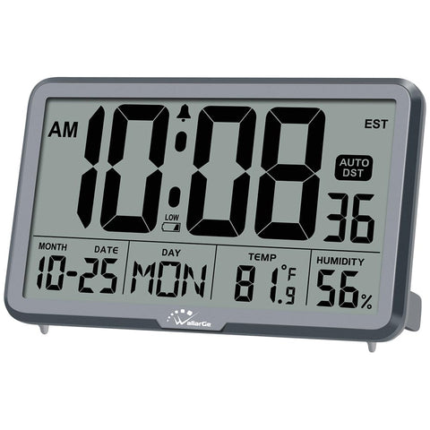 WallarGe auto-set clock with temperature and humidity sensors for comfortable room readings.