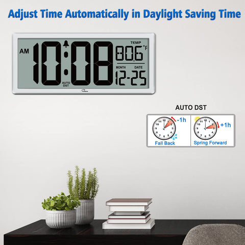 WallarGe battery-operated clock back panel with simple setup and controls